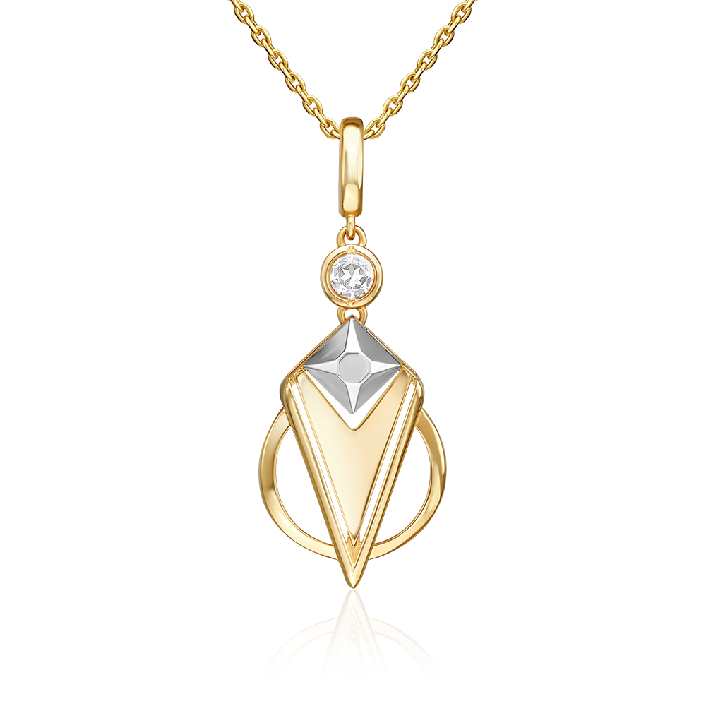 Подвеска из комбинированного золота с натуральным топазом white 03-3375-00-201-1121