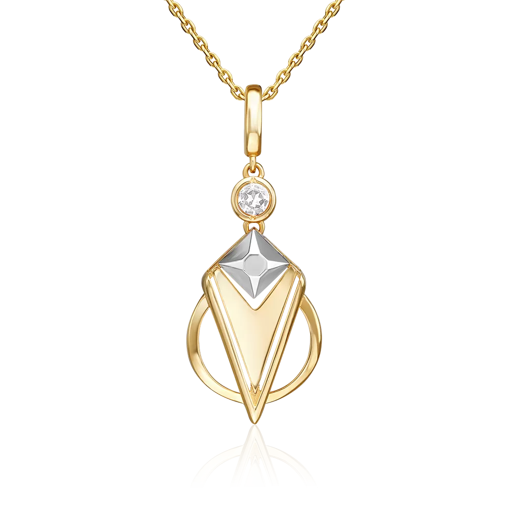 Подвеска из комбинированного золота с натуральным топазом white 03-3375-00-201-1121