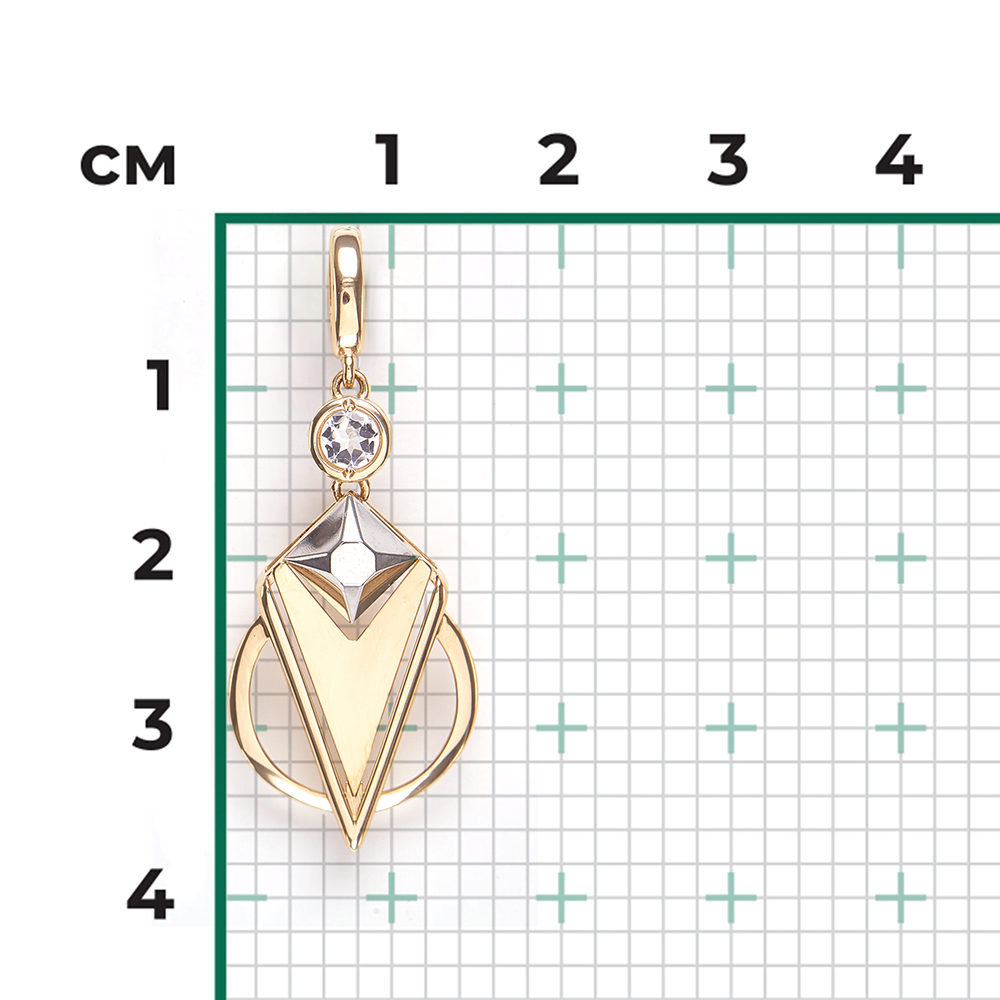 Подвеска из комбинированного золота с натуральным топазом white 03-3375-00-201-1121