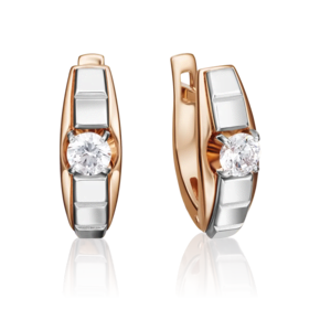 Серьги с английским замком из комбинированного золота с бриллиантом 02-4218-00-101-1111-30