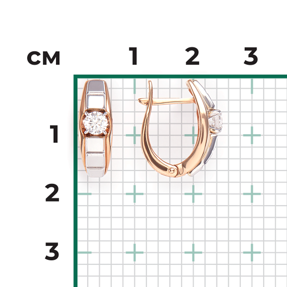 Серьги с английским замком из комбинированного золота с бриллиантом 02-4218-00-101-1111-30