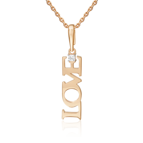 Подвеска «Любовь» из красного золота с фианитом 03-3585-00-401-1110