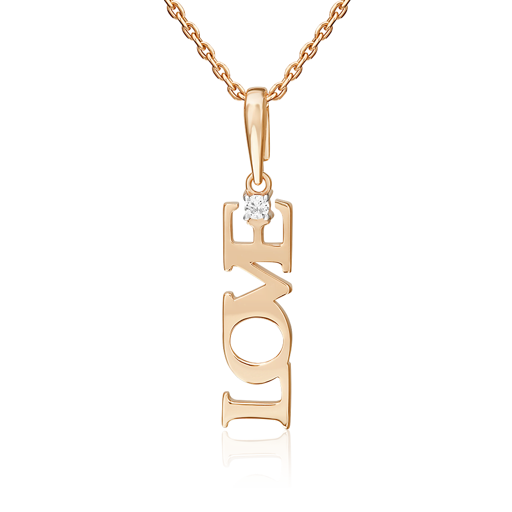 Подвеска «Любовь» из красного золота с фианитом 03-3585-00-401-1110