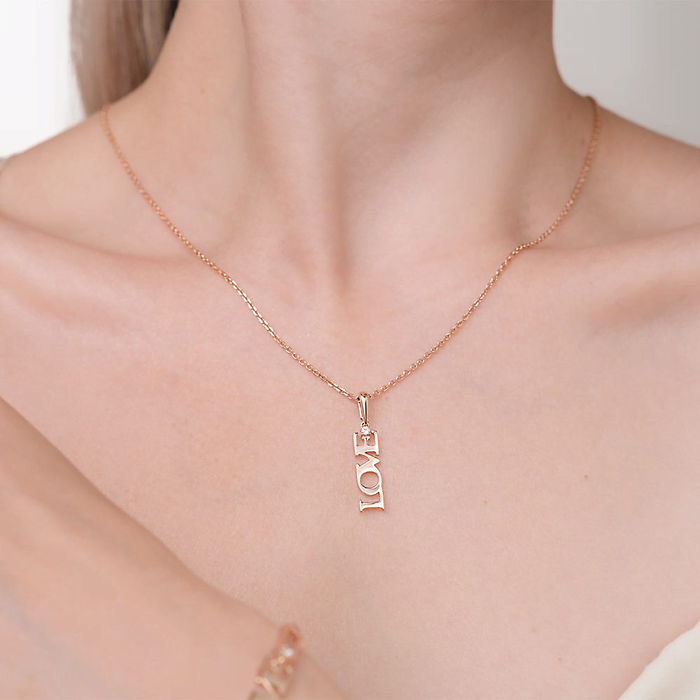 Подвеска «Любовь» из красного золота с фианитом 03-3585-00-401-1110