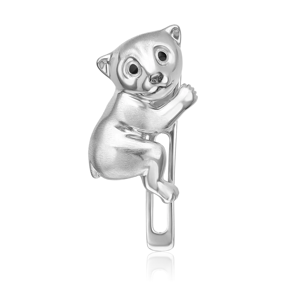 Аксессуар на лацкан «Белый медведь» из серебра с эмалью 12-0018-00-000-0200