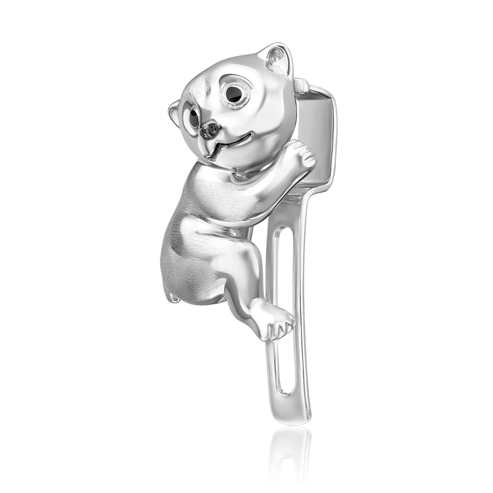 Аксессуар на лацкан «Белый медведь» из серебра с эмалью 12-0018-00-000-0200