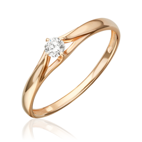 Помолвочное кольцо из красного золота с бриллиантом 01-5956-00-101-1110