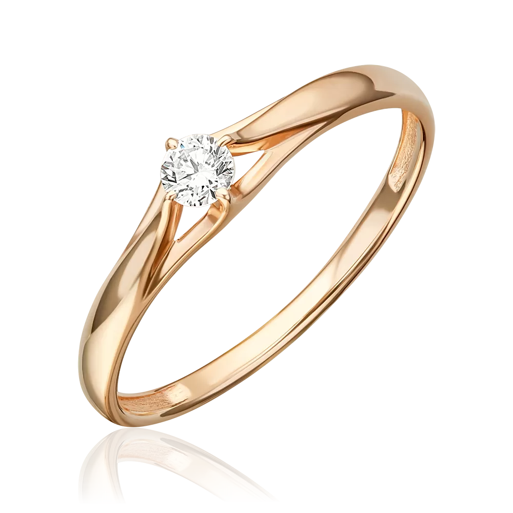 Помолвочное кольцо из красного золота с бриллиантом 01-5956-00-101-1110