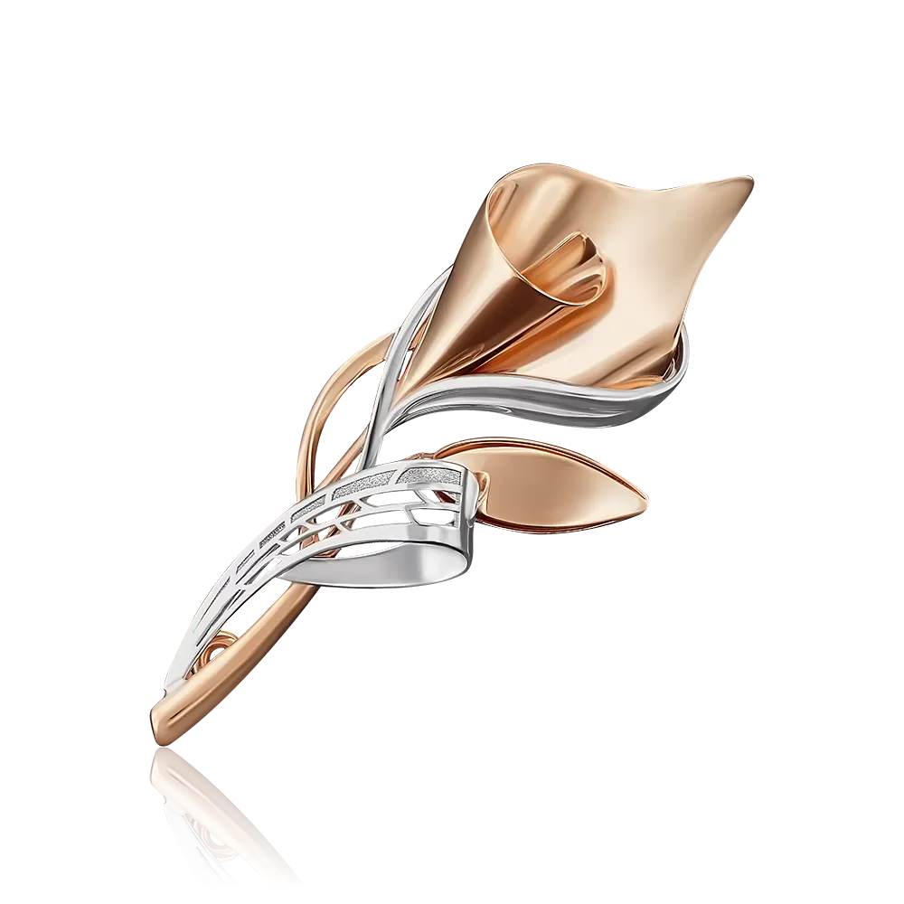 Брошь «Калла» из комбинированного золота 04-0154-00-000-1111-48