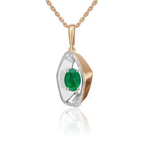 Подвеска из комбинированного золота с изумрудом и бриллиантами 03-3458-00-106-1111