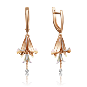 Серьги «Колокольчики» с английским замком из красного золота с эмалью 02-4156-00-000-1110-59