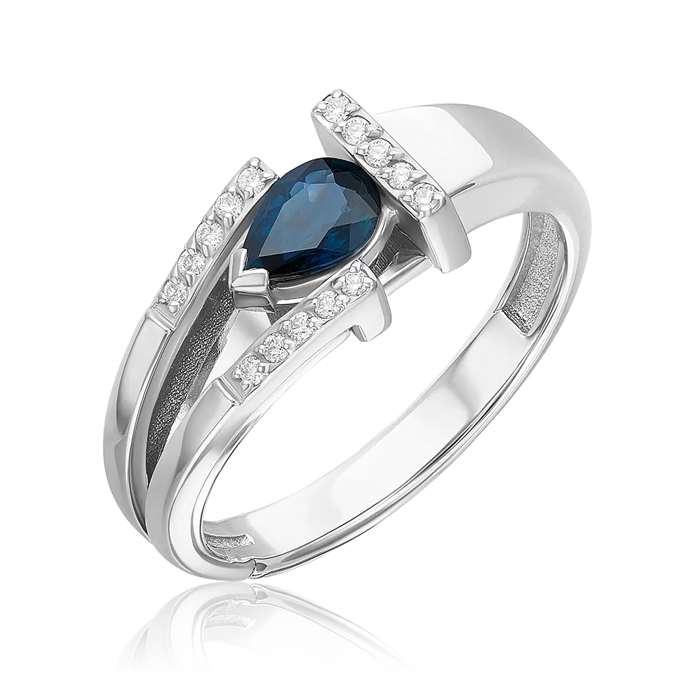 Кольцо из белого золота с сапфиром и бриллиантами 01-5746-00-105-1120