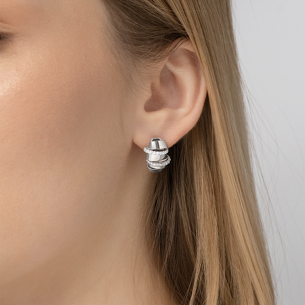 Серьги с английским замком из белого золота с фианитами 02-4586-00-401-1120-48