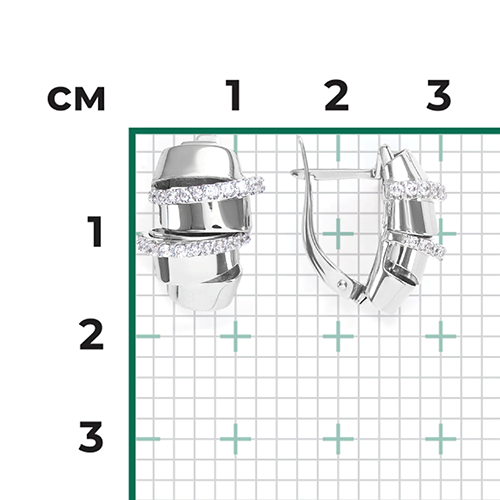 Серьги с английским замком из белого золота с фианитами 02-4586-00-401-1120-48