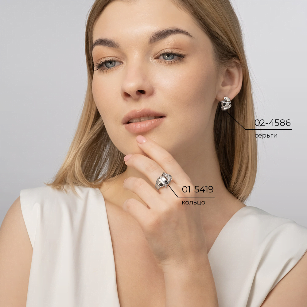 Серьги с английским замком из белого золота с фианитами 02-4586-00-401-1120-48