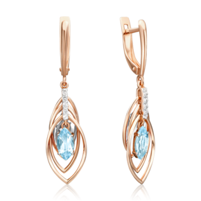 Серьги с английским замком из красного золота с топазом и натуральными топазами white 02-4465-00-201-1110-57