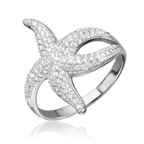 Кольцо «Морская звезда» из серебра с фианитами 01-1612-00-401-0200