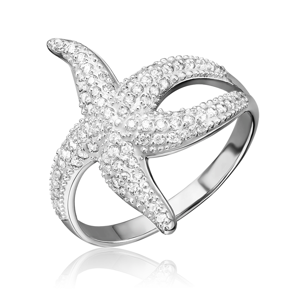 Кольцо «Морская звезда» из серебра с фианитами 01-1612-00-401-0200