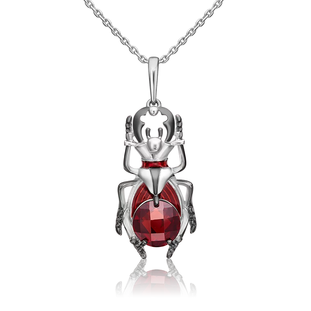 Подвеска «Жук» из серебра с фианитом и эмалью 03-3269-00-404-0200-68