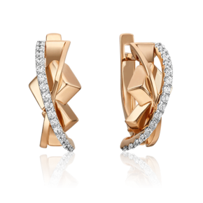 Серьги с английским замком из красного золота с фианитами 02-4674-00-401-1110-23