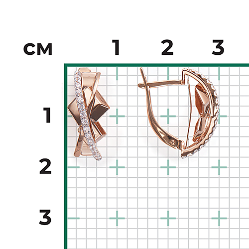 Серьги с английским замком из красного золота с фианитами 02-4674-00-401-1110-23