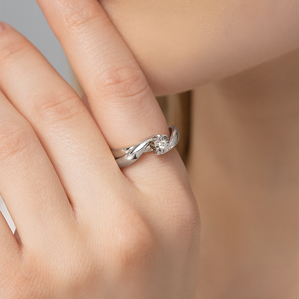 Кольцо из белого золота с бриллиантом 01-5758-00-101-1120