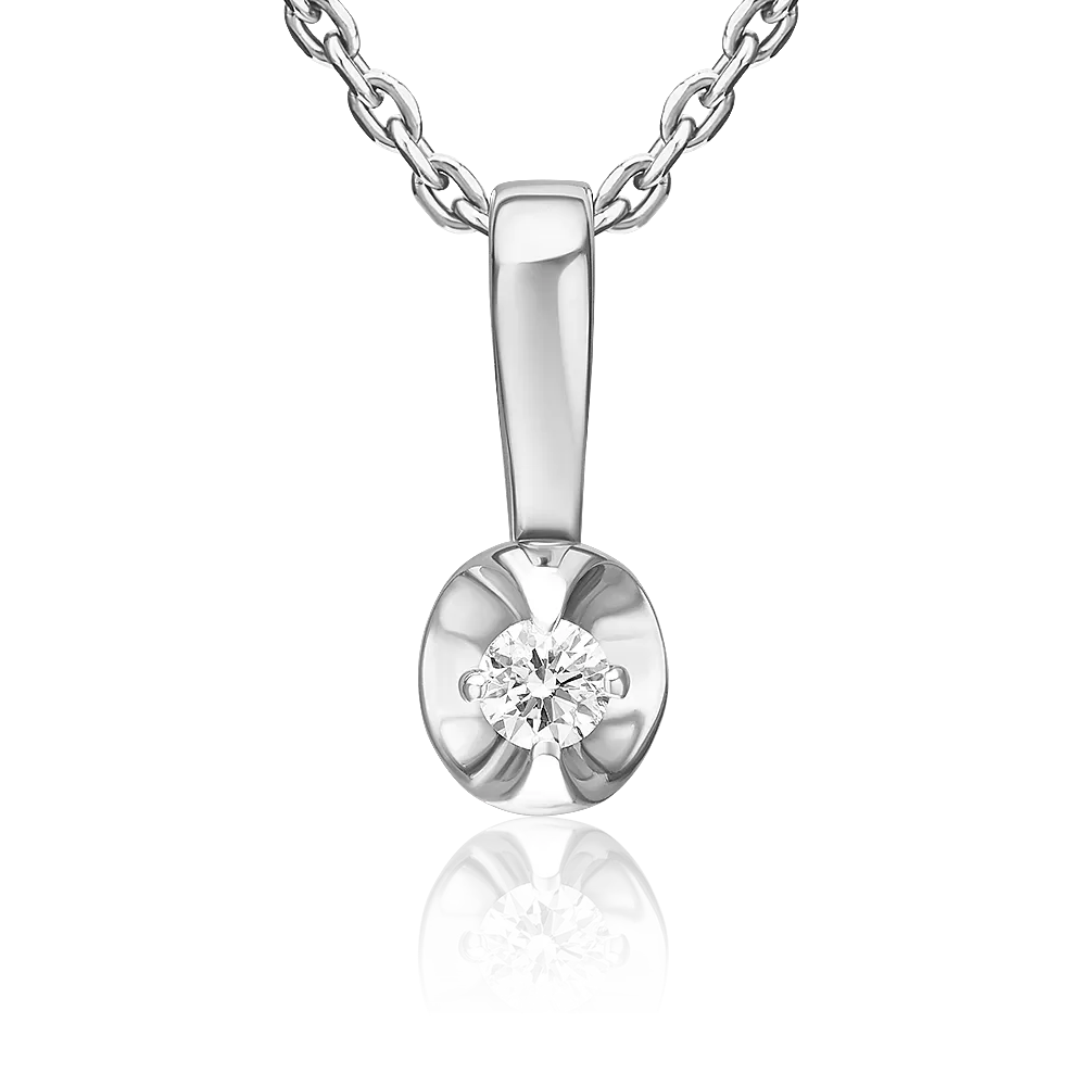 Подвеска из белого золота с бриллиантом 03-3527-00-101-1120