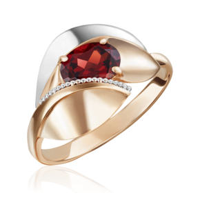 Кольцо из комбинированного золота с гранатом 01-5081-00-204-1111-46
