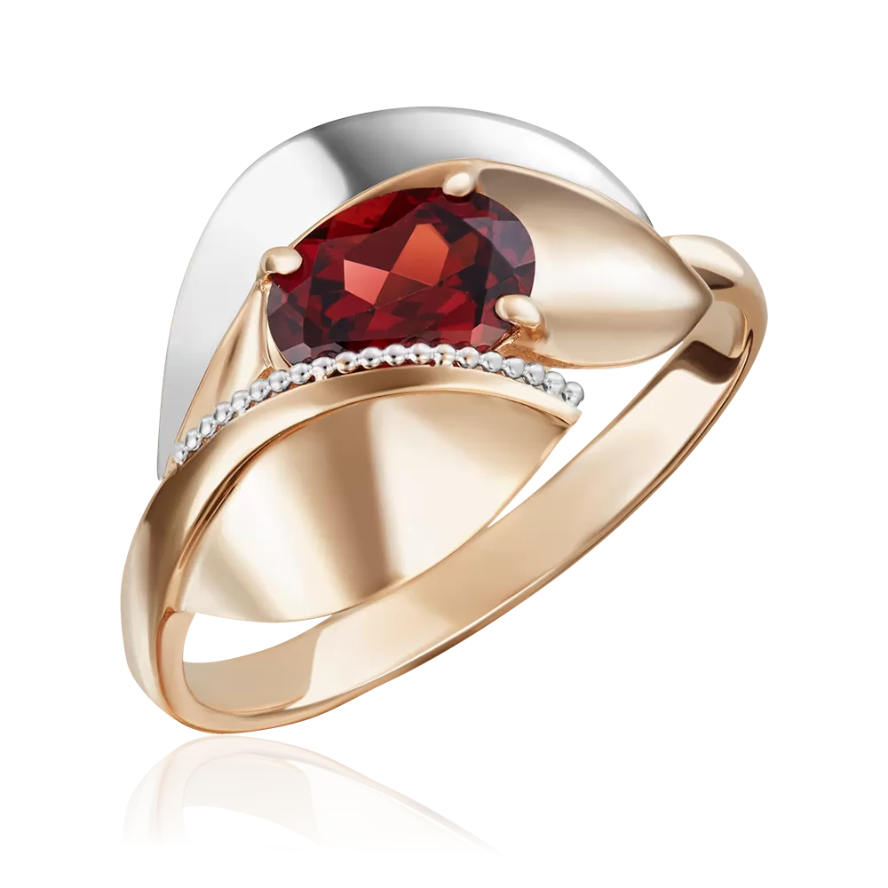 Кольцо из комбинированного золота с гранатом 01-5081-00-204-1111-46