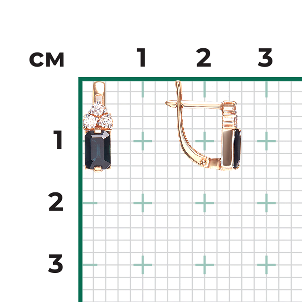 Серьги с английским замком из красного золота с сапфиром и бриллиантами 02-0675-00-105-1110-30