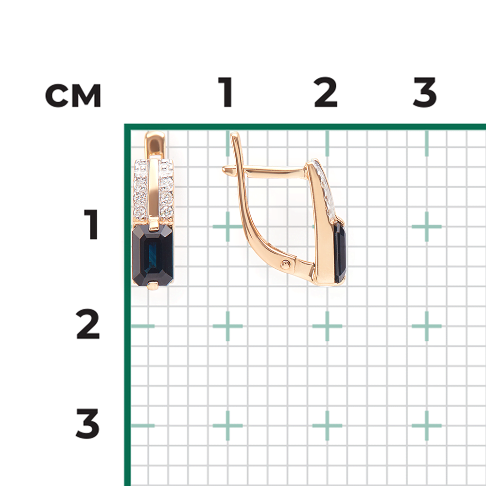 Серьги с английским замком из красного золота с сапфиром и бриллиантами 02-0679-00-105-1110-30