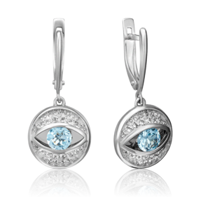 Серьги «Глаза» с английским замком из белого золота с топазом и натуральными топазами white 02-4383-00-201-1120-57