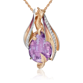 Подвеска «Хранитель замка» из красного золота с аметистом и натуральными топазами white 03-3499-00-225-1110