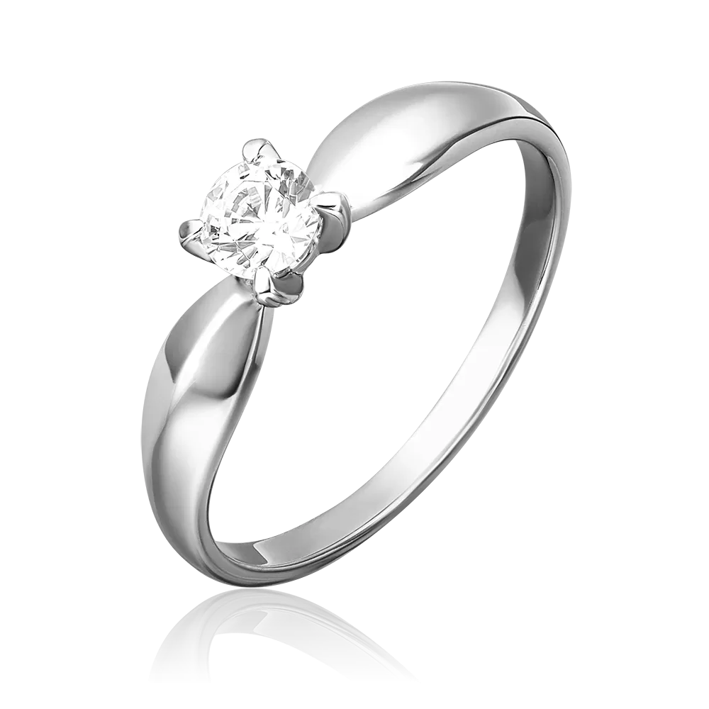 Помолвочное кольцо из белого золота с фианитом 01-3085-00-501-1120-38