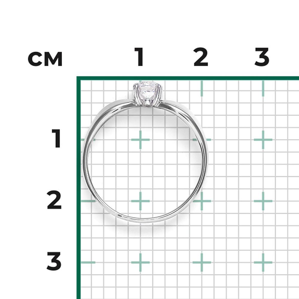 Помолвочное кольцо из белого золота с фианитом 01-3085-00-501-1120-38