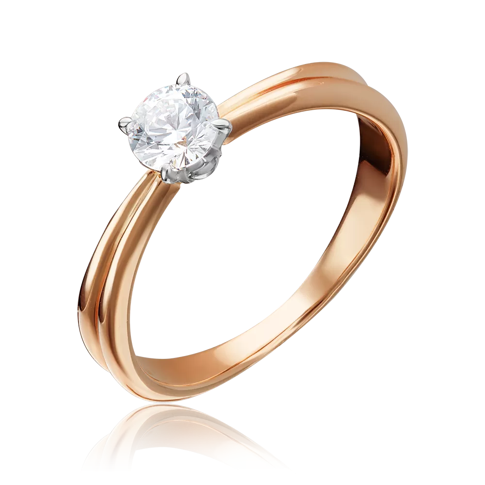 Помолвочное кольцо из комбинированного золота с фианитом 01-3080-00-501-1111-38