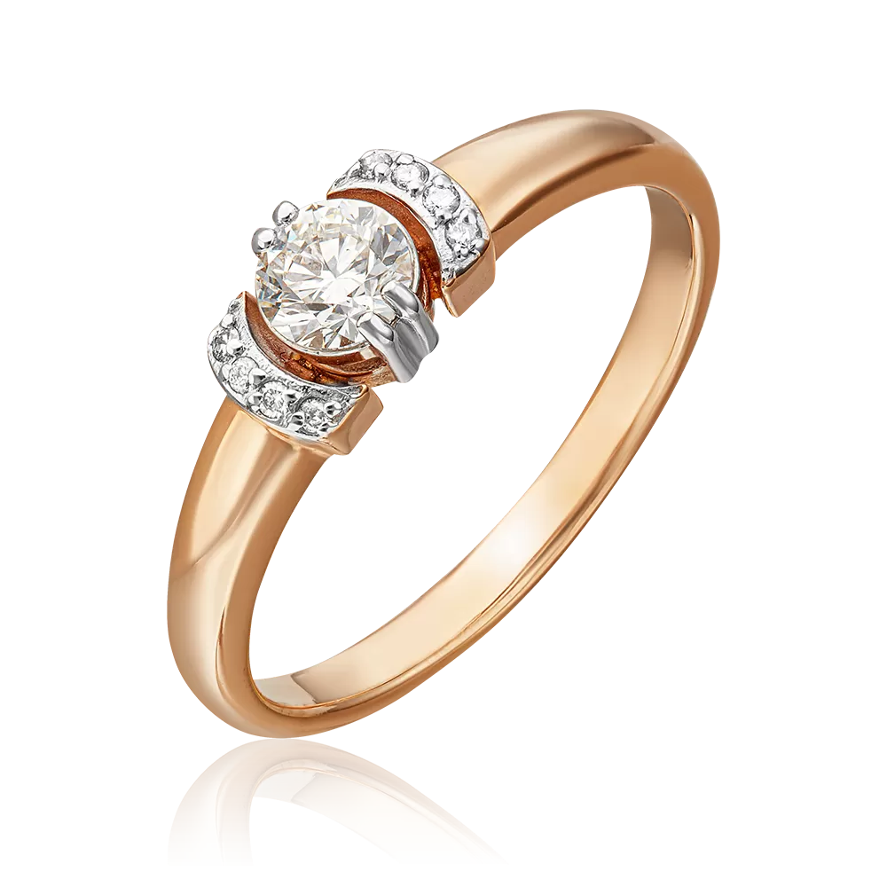 Помолвочное кольцо из комбинированного золота с фианитами 01-3068-00-501-1111-38