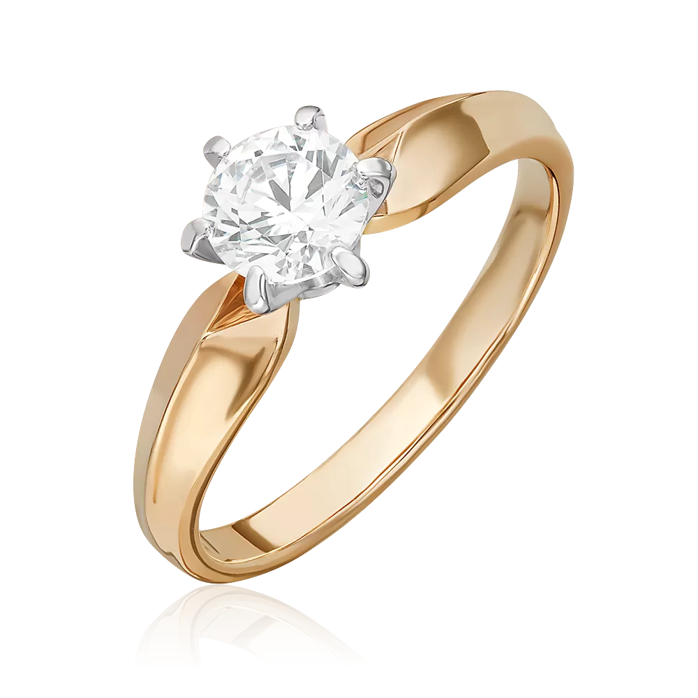 Помолвочное кольцо из комбинированного золота с фианитом 01-0926-00-501-1111-38