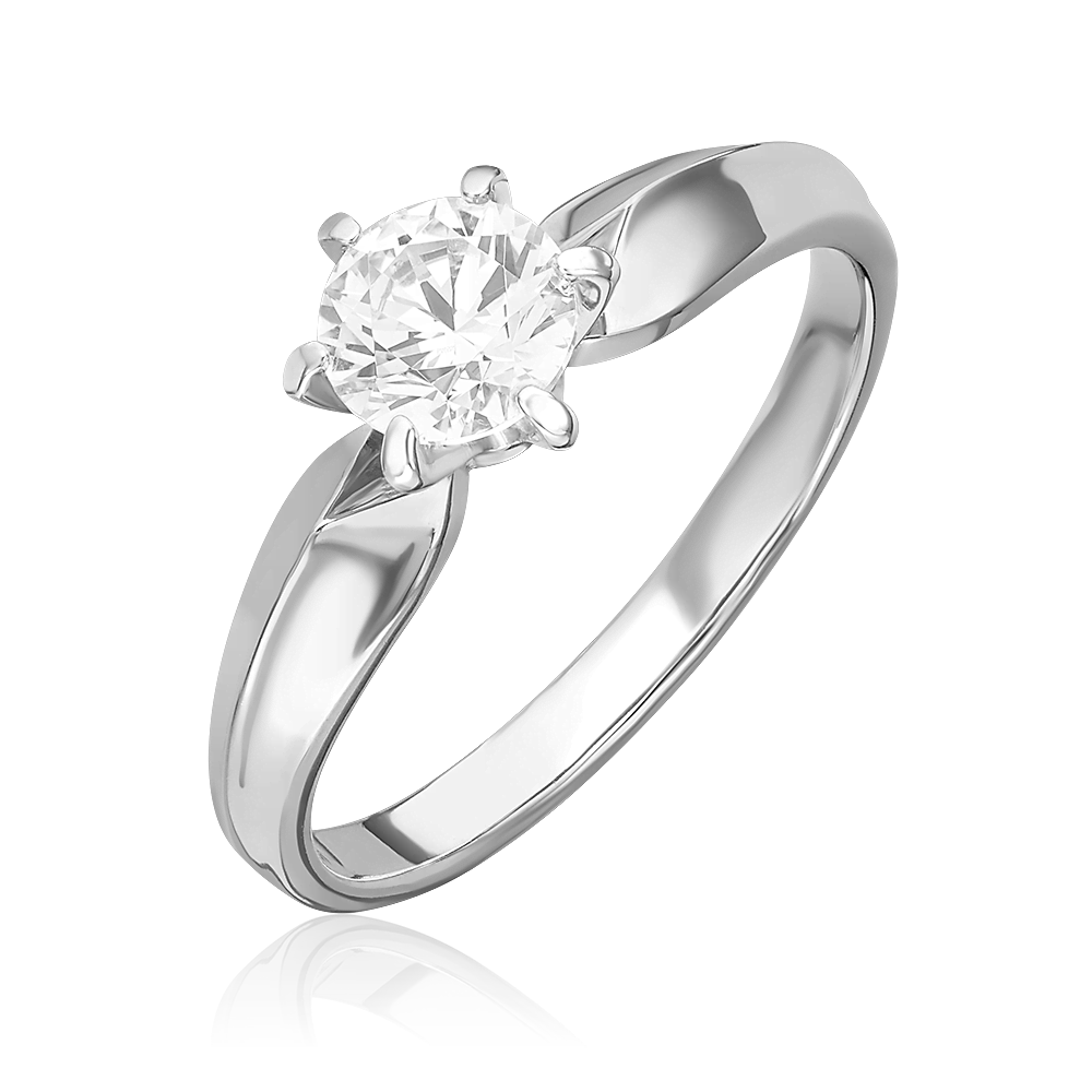 Помолвочное кольцо из белого золота с фианитом 01-0927-00-501-1120-38