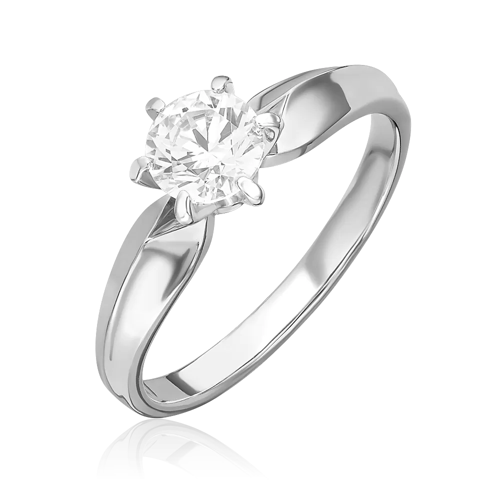 Помолвочное кольцо из белого золота с фианитом 01-0927-00-501-1120-38