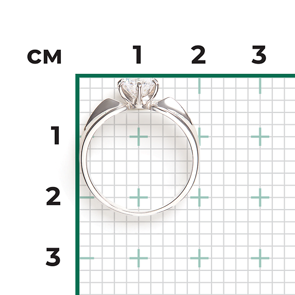 Помолвочное кольцо из белого золота с фианитом 01-0927-00-501-1120-38