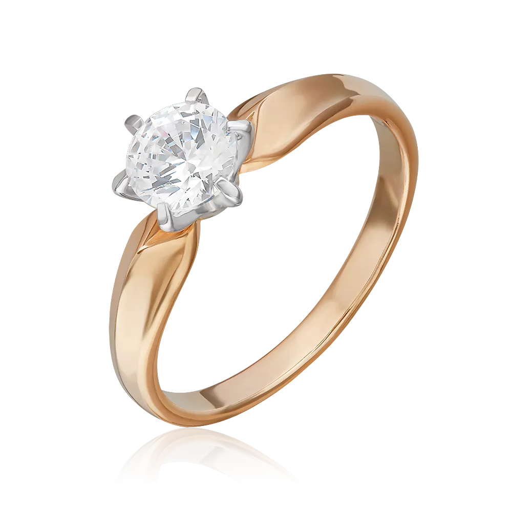 Помолвочное кольцо из комбинированного золота с фианитом 01-0928-00-501-1111-38