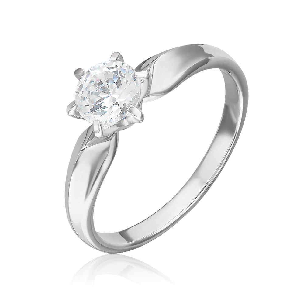 Помолвочное кольцо из белого золота с фианитом 01-0929-00-501-1120-38
