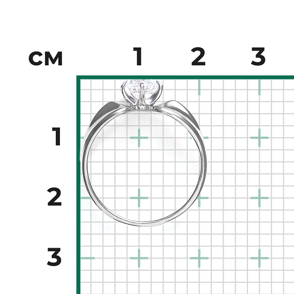 Помолвочное кольцо из белого золота с фианитом 01-0929-00-501-1120-38