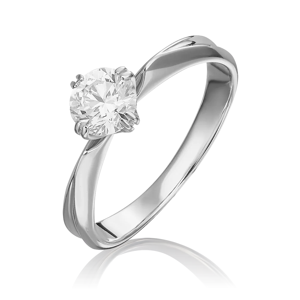 Помолвочное кольцо из белого золота с фианитом 01-0951-00-501-1120-38