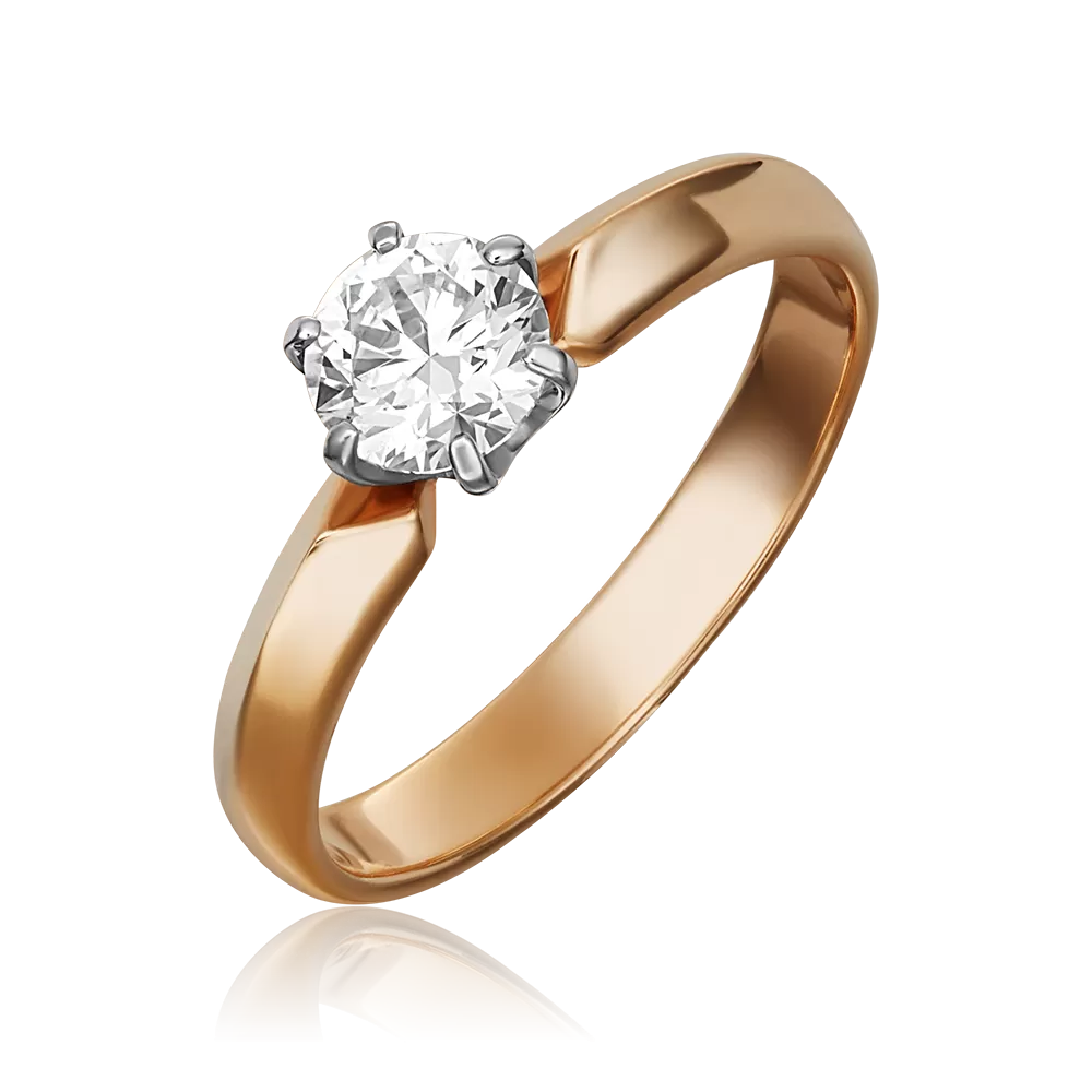 Помолвочное кольцо из комбинированного золота с фианитом 01-1002-00-501-1111-38