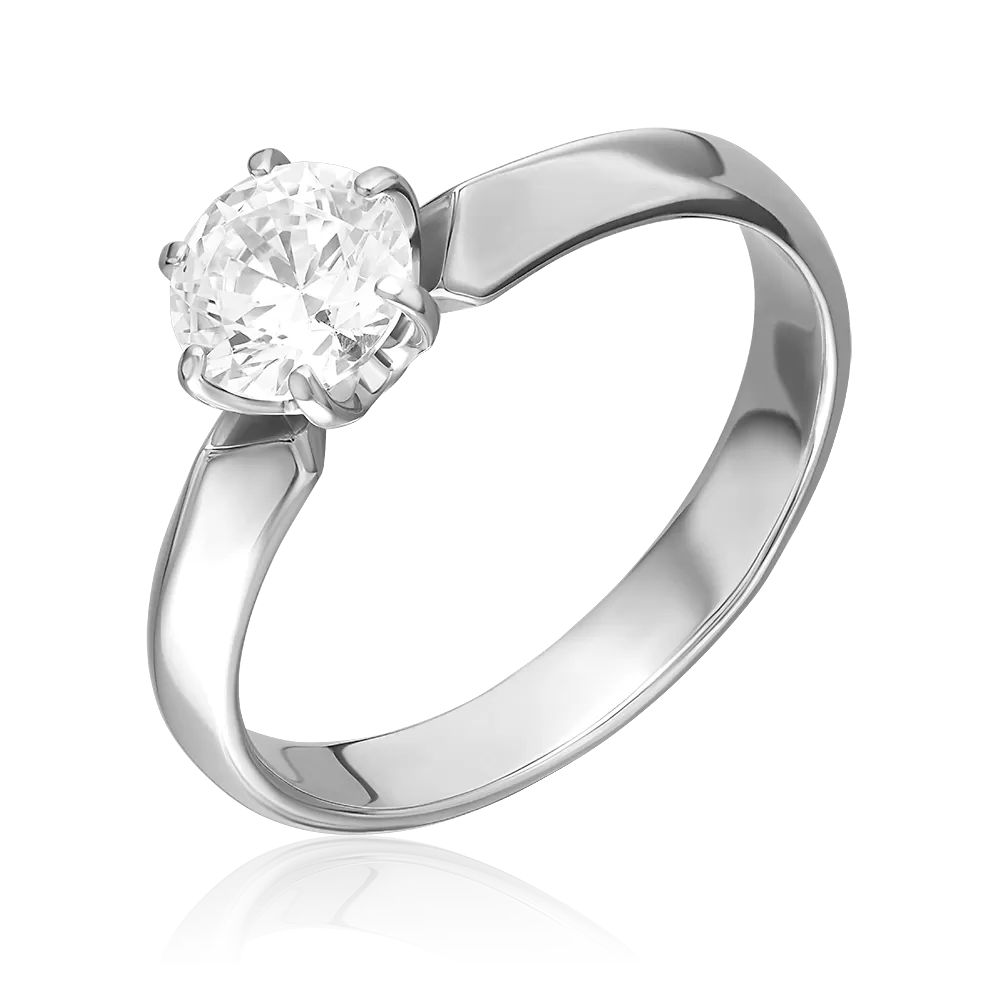 Помолвочное кольцо из белого золота с фианитом 01-1007-00-501-1120-38