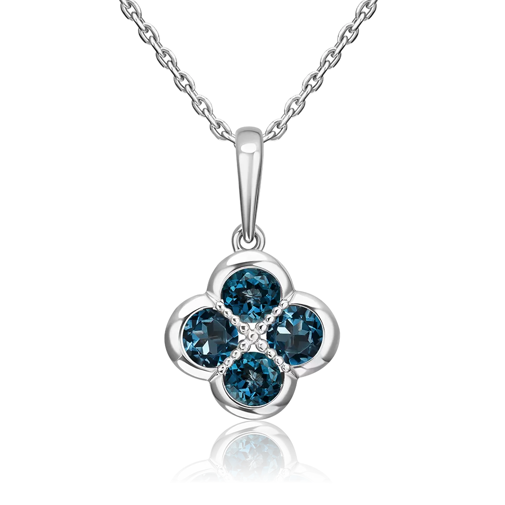 Подвеска «Клевер» из белого золота с топазами 03-3646-01-201-1120