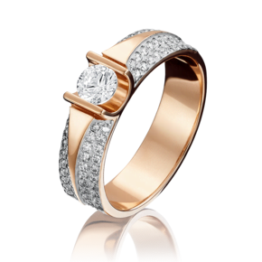 Кольцо из красного золота с фианитами