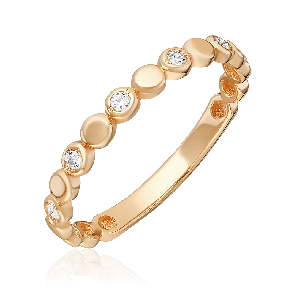 Кольцо из красного золота с фианитами 01-5291-00-401-1110-48